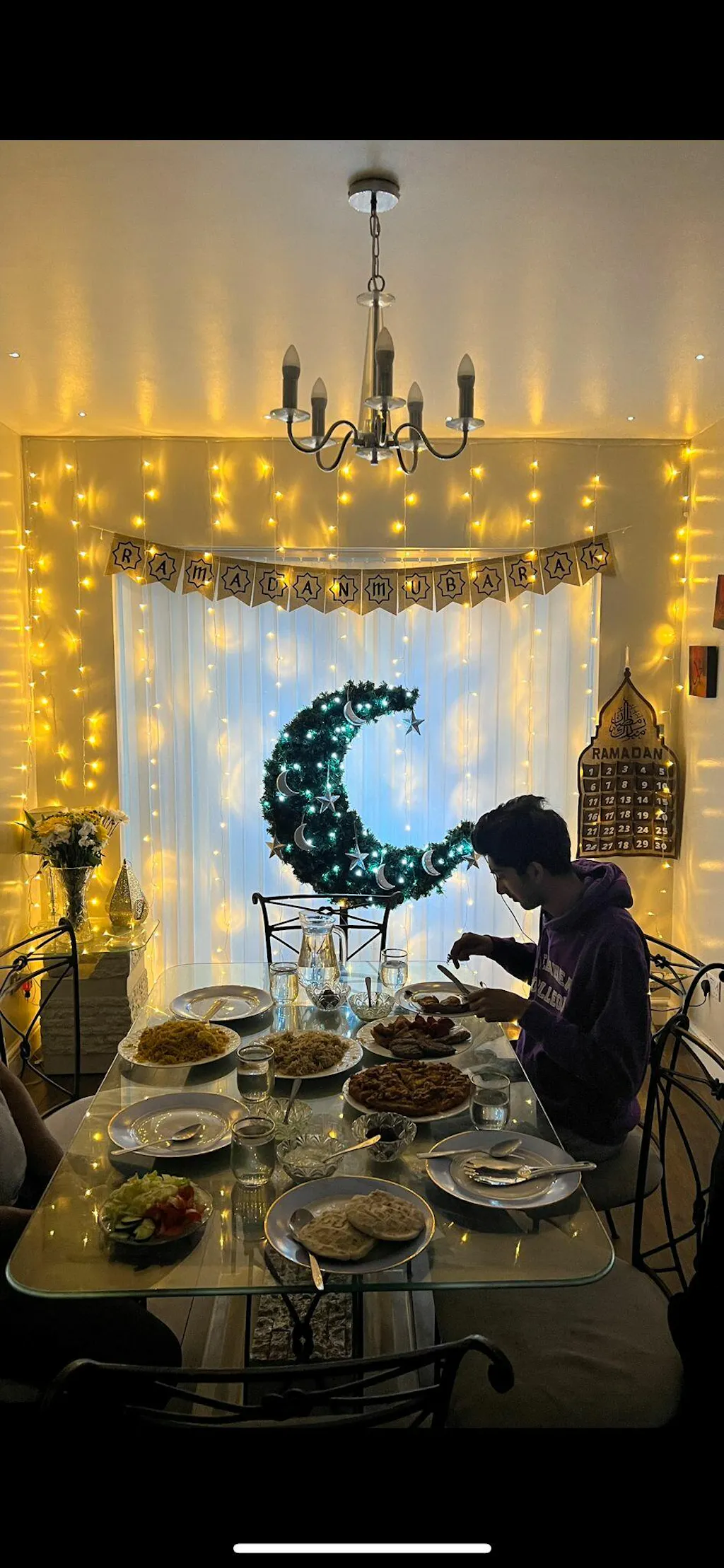 Peacock Supplies - 1.5m Eid Moon Tree & LED Lights - Gold
