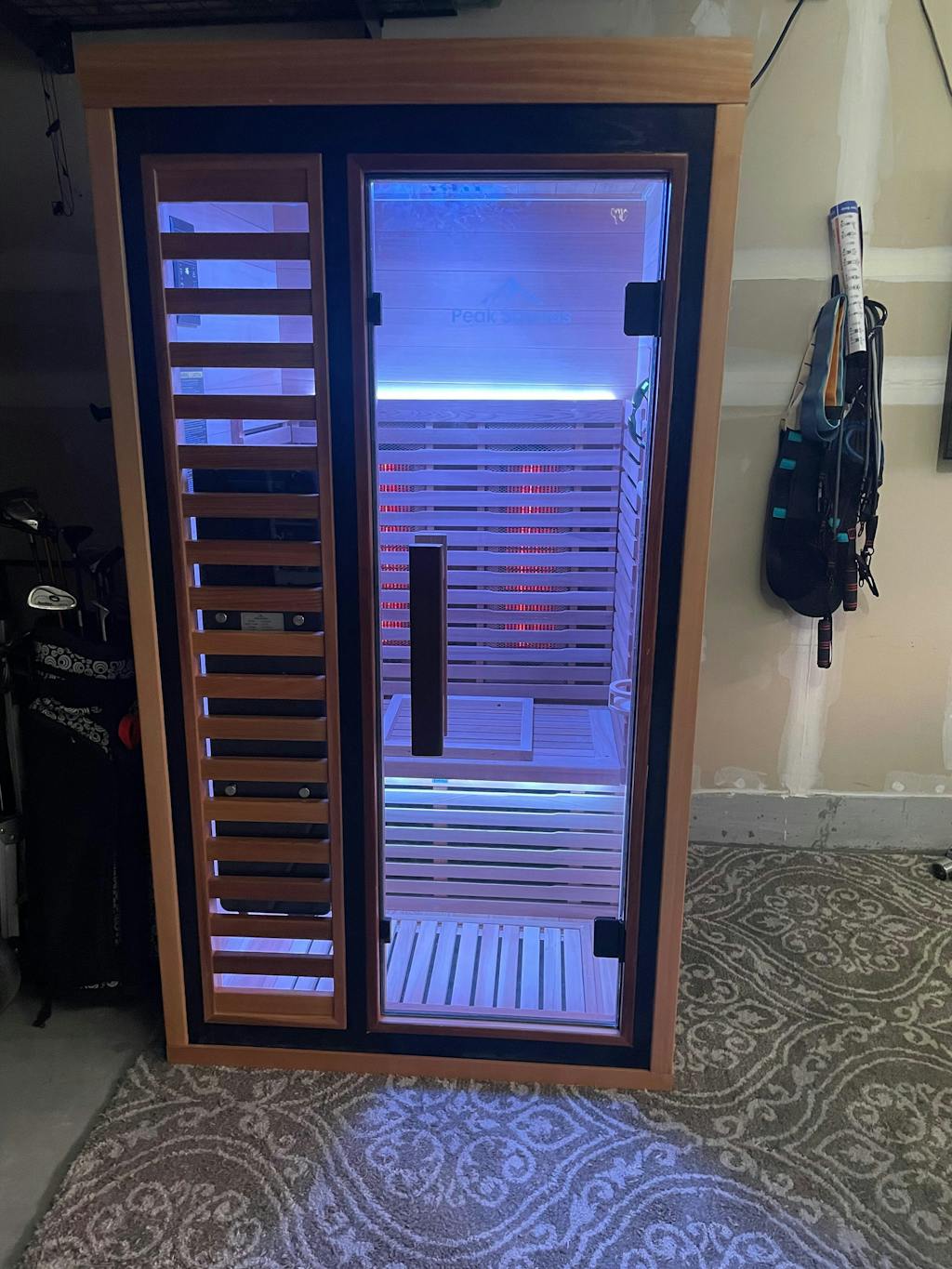 Rainier 1-Person Full Spectrum Infrared Sauna with Full-Body Medical-Grade Red Light Therapy & Smart WiFi App Control