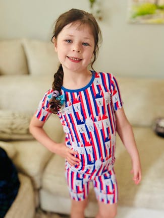 Red, White, and Sno-Balls Bamboo Two-Piece Short Set