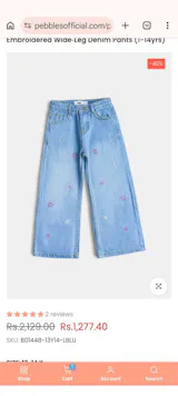 Embroidered Wide‑Leg Denim Pants (1-14yrs)