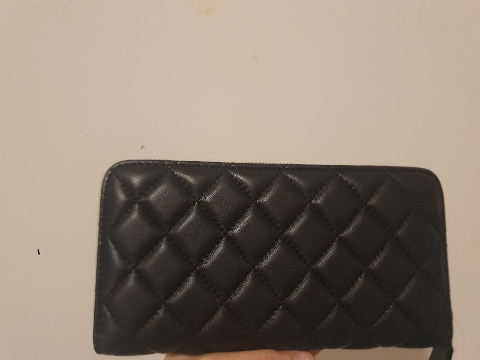 Leather Quilted Women's Wallet, Black