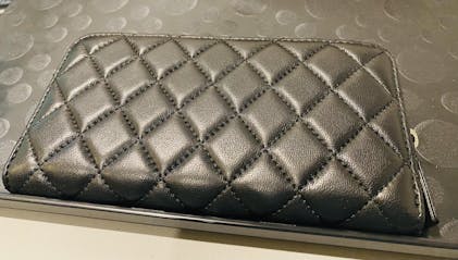 Leather Quilted Women's Wallet, Nicon Black