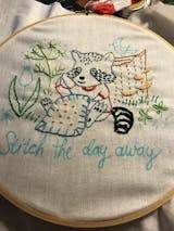 Stitching Raccoon Sampler embroidery kit