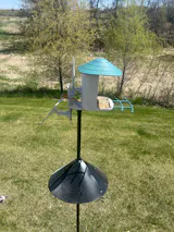 PerchMe Heavy-Duty Deluxe 92‘’ Bird Feeder Pole Station with Squirrel Baffle, 360° Rotating Crossbars & Hooks,Customizable Height