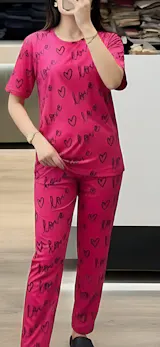 Heart Love Printed & Eye Band Night Suit