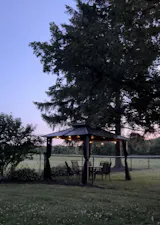 KALDI 366cm x 307cm Brown Steel Gazebo with 2-tier Ventilated Hardtop