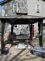 KALDI 366cm x 307cm Brown Steel Gazebo with 2-tier Ventilated Hardtop