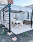 OETA 304cm x 372cm Steel Adjustable Canopy Pergola with White Fabric Soft Top