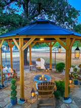 EGGI 395cm x 395cm Cedar Framed Octagon Gazebo with Anthracite Steel 2-tier Hardtop