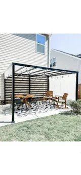 OETA 304cm x 372cm Steel Adjustable Canopy Pergola with White Fabric Soft Top
