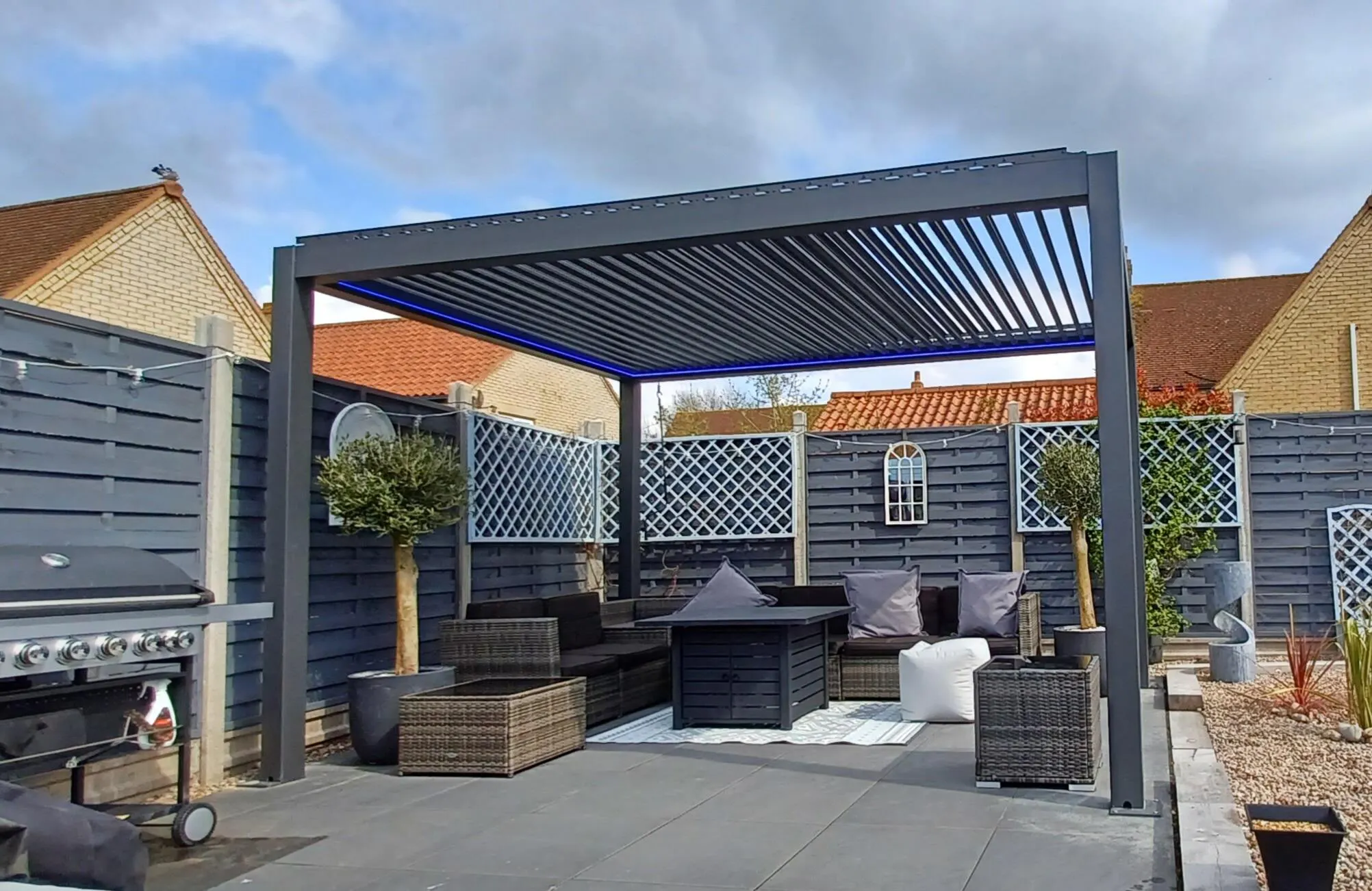 PERGOLUX Pergola metal pergola with roof & sides, ideal for garden