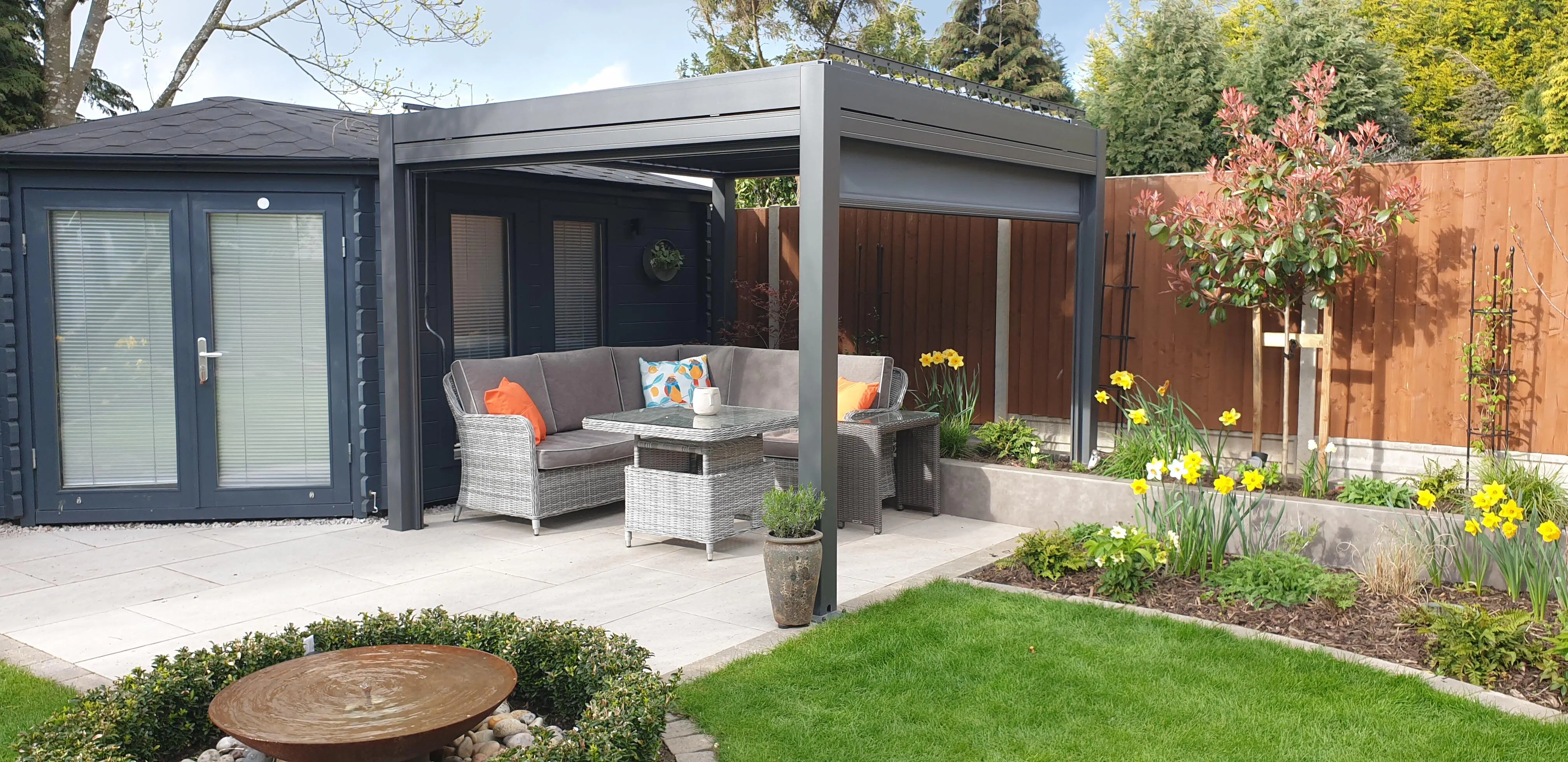 PERGOLUX Pergola metal pergola with roof & sides, ideal for garden