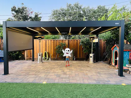 Luxury Motorized Pergola with LED Louvers | Skydance S3 | PERGOLUX