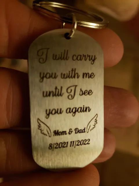 I Will Carry You With Me Until, Personalized Keychain, Memorial Gifts, Custom Photo