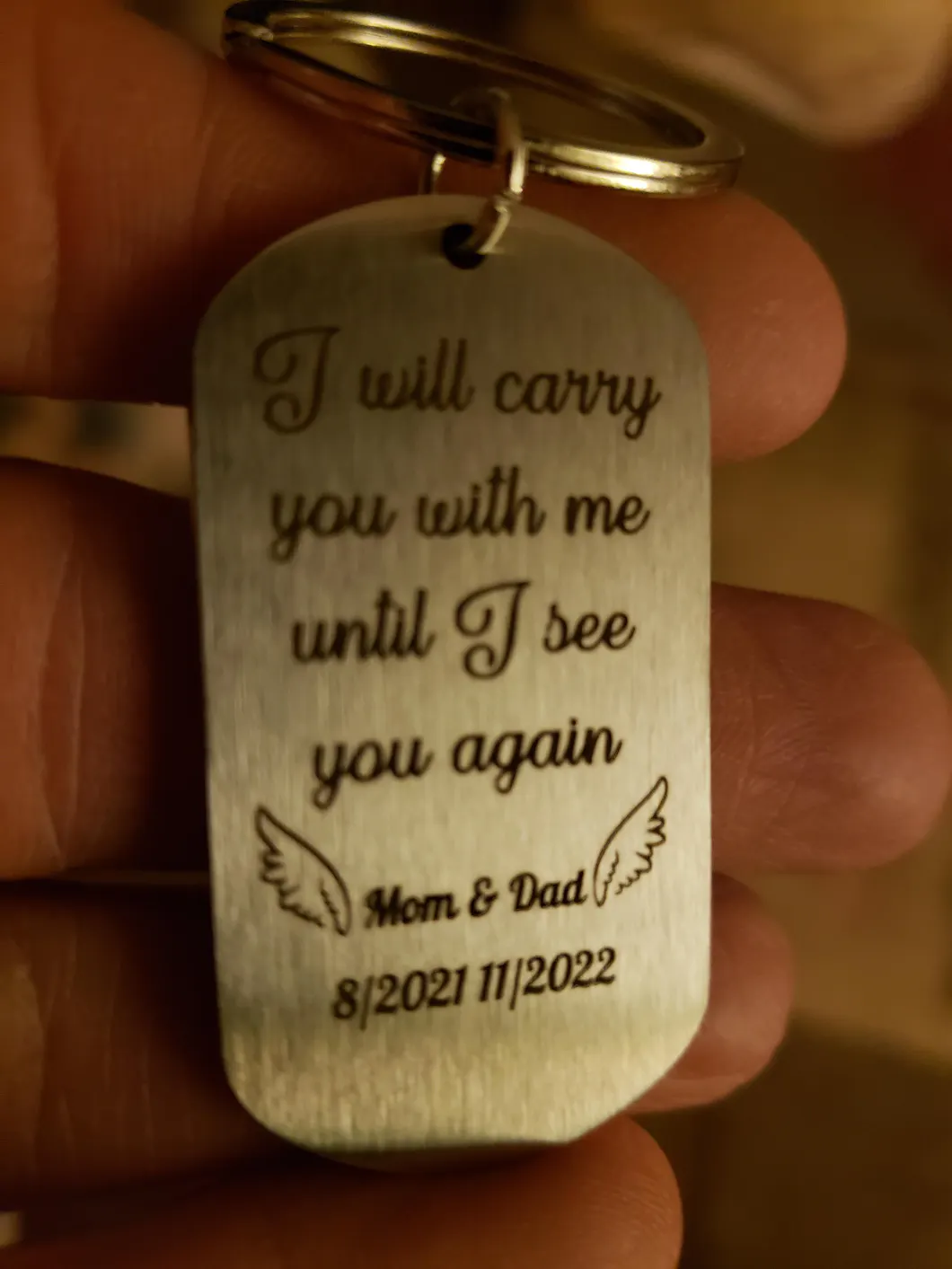 I Will Carry You With Me Until, Personalized Keychain, Memorial Gifts, Custom Photo