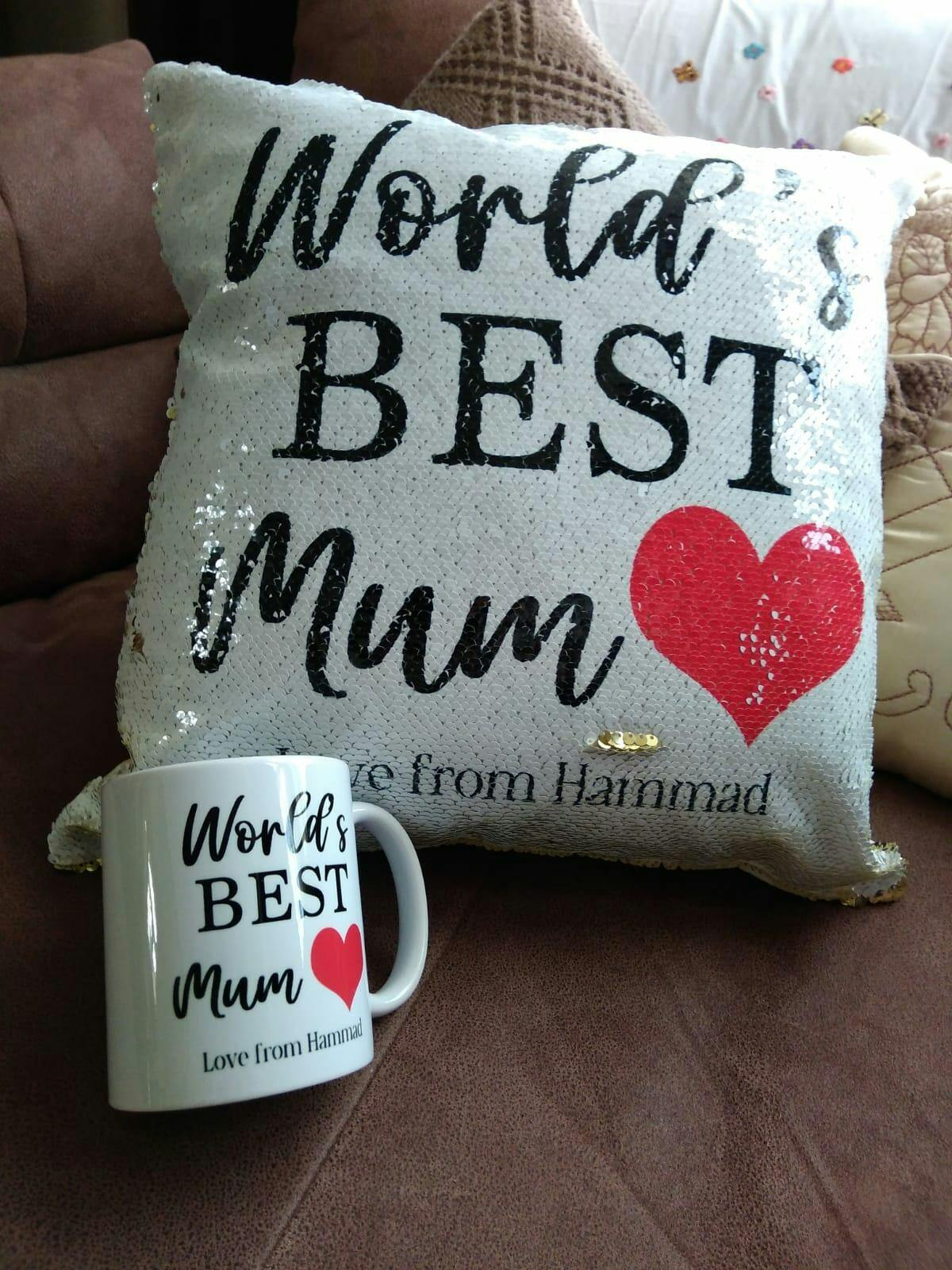 World's Best Personalised Sequin Magic Cushion Personalised Treasure