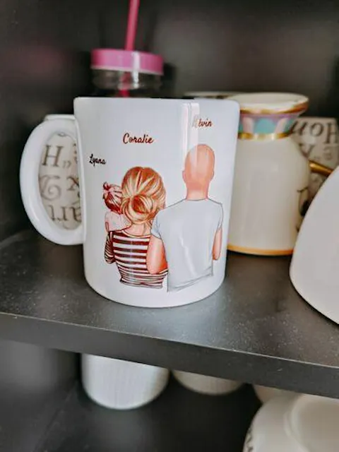 Happy family - personalized mug (1-4 children)