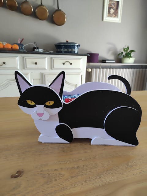 Pot de fleurs en forme de Chat Noir et Blanc