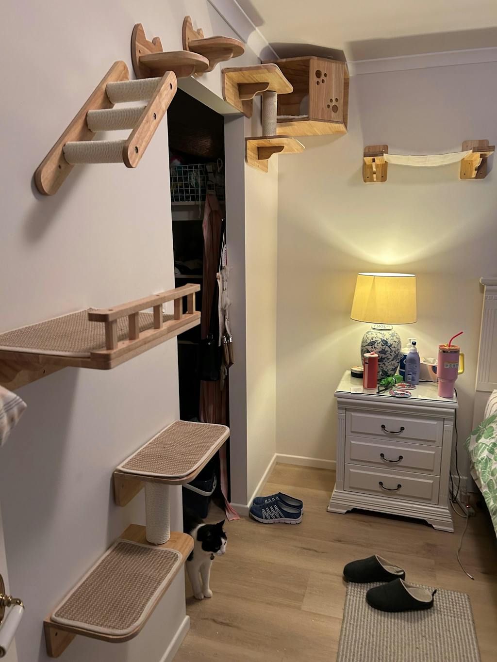 Wall-Mounted Cat Wall Set, Corner Cat Bed, Cat Climbing System, Cat Wall Shelves, Suitable for Modern Home Design