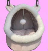 【PetoPop】極上の眠りを。2WAYドーム型キャットベッド（猫ちぐら）｜洗える・半個室・ふわふわクッション付き