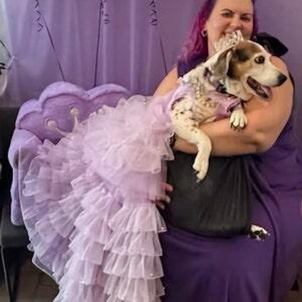 Violet Flower Pearl Dress for Dogs/Cats - Removable Dress