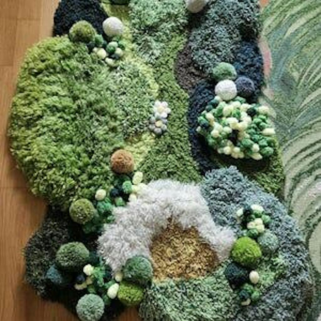 3D Handwoven Fluffy Moss Rug – Cozy Latch Hook Art Rug for Living Room, Bedroom & Home Decor