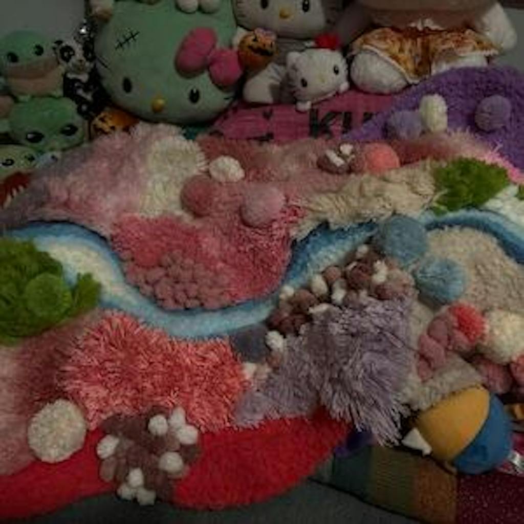 3D Handwoven Fluffy Moss Rug – Cozy Latch Hook Art Rug for Living Room, Bedroom & Home Decor