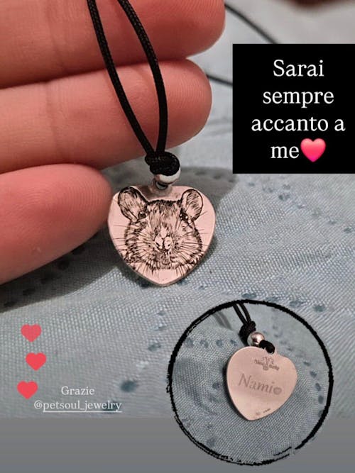 Collana personalizzata ritratto animale - Cordino cuore donna