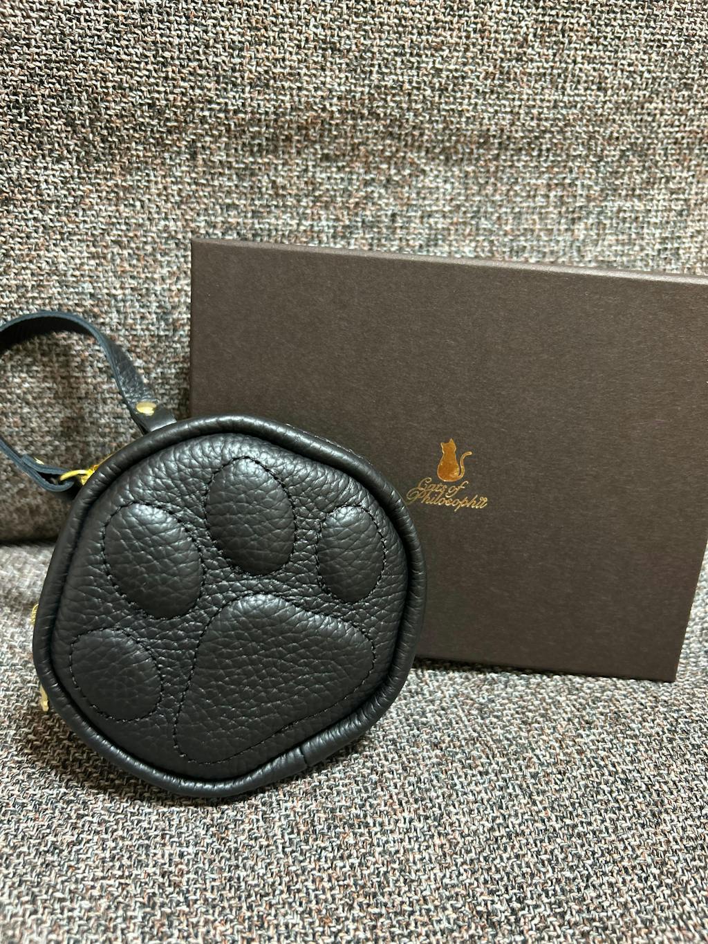 PAWチャームポーチ　キュイール　マッシュ  /  ブラック