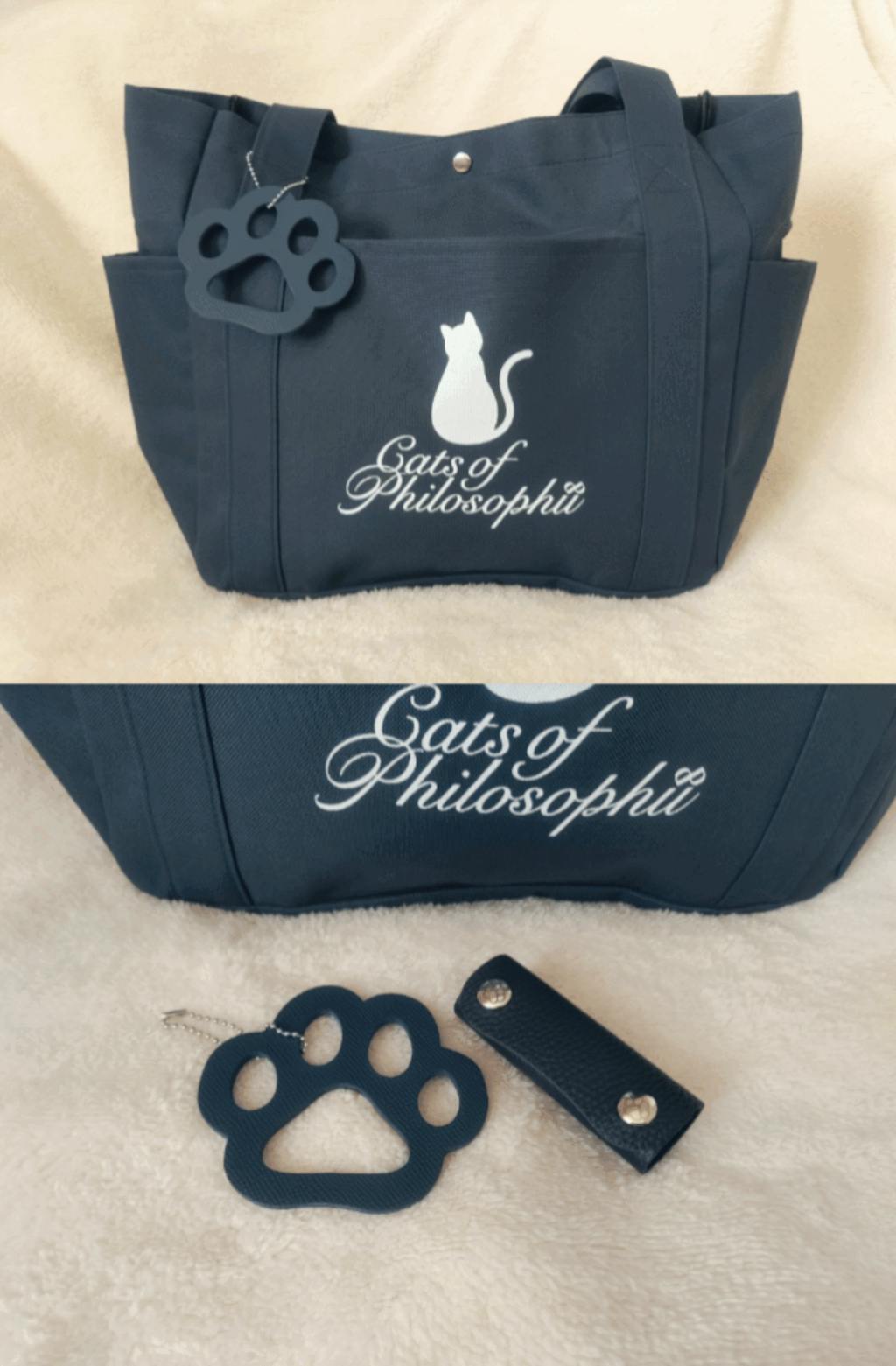 保護猫チャリティー ロゴトート  /  ネイビー