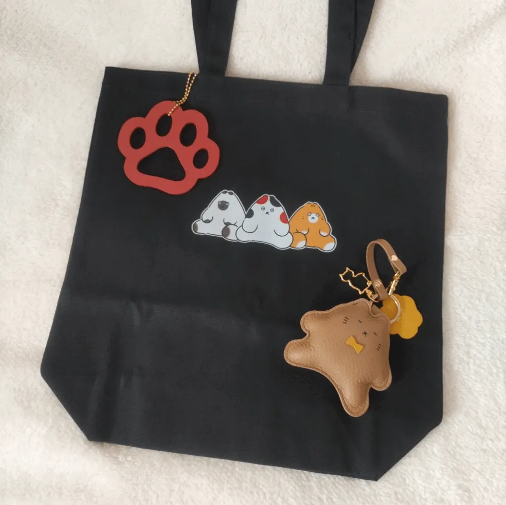 にゃんぺんトートバッグ・M  [仲良し3にゃんぺんず]  /  ブラック