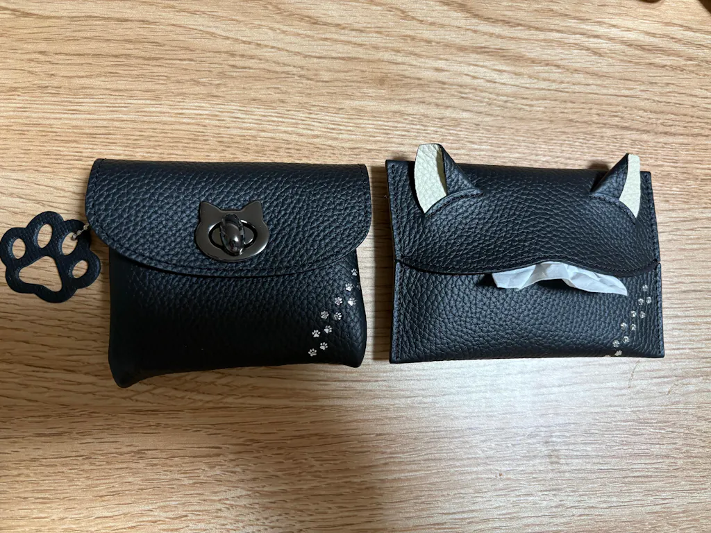 [復刻] フルーニャ スクエアポーチ　キュイール・マッシュ  /  ブラック