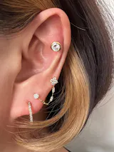 K18/Pt Diamond Hoop
