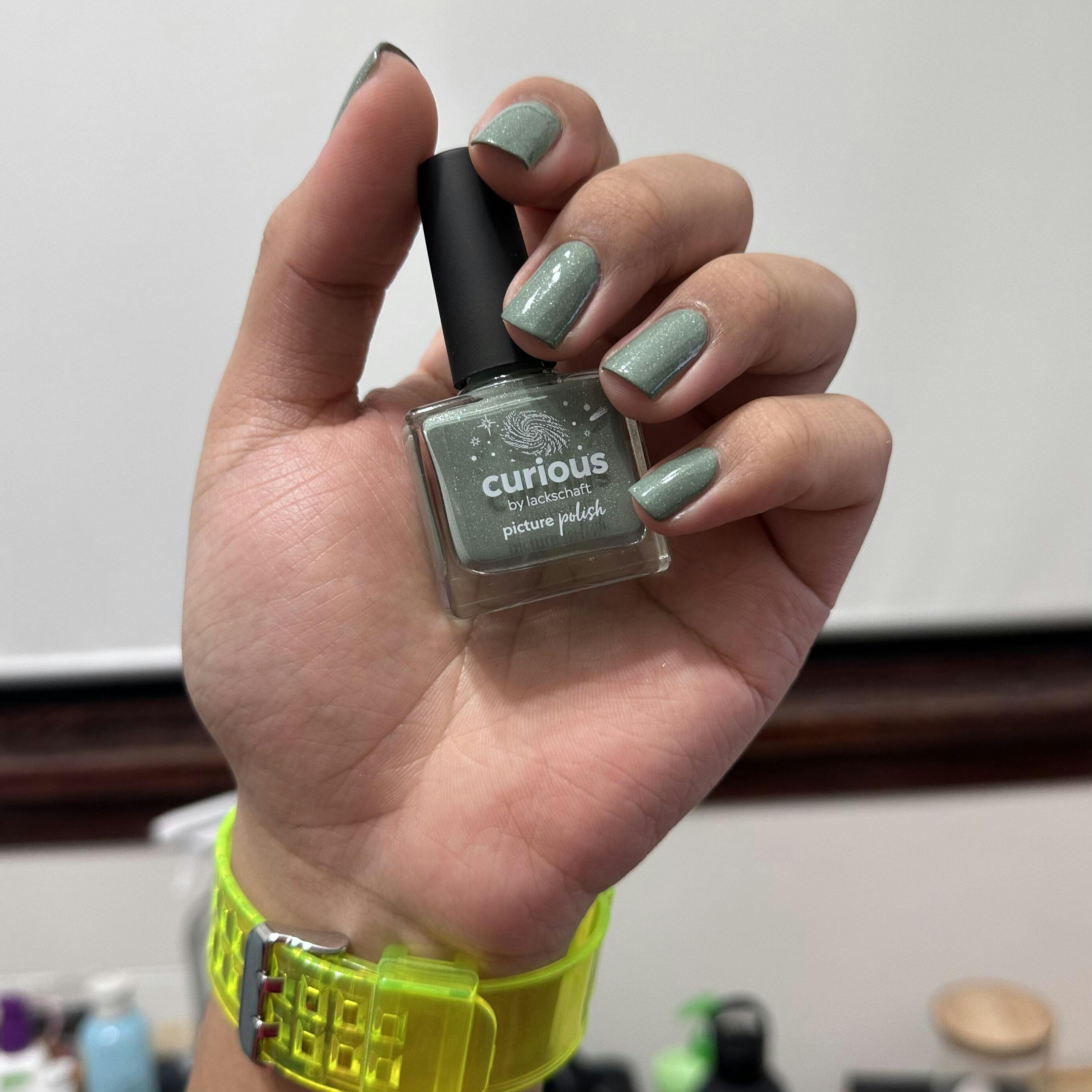 Curious Nail Polish, Muted Green Nail Color Picture Polish