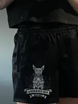 Crop Dog Footy Shorts - Black/White - Zip Pockets