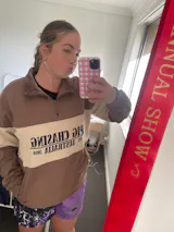 Half Zip Jumper - Brown/Cream