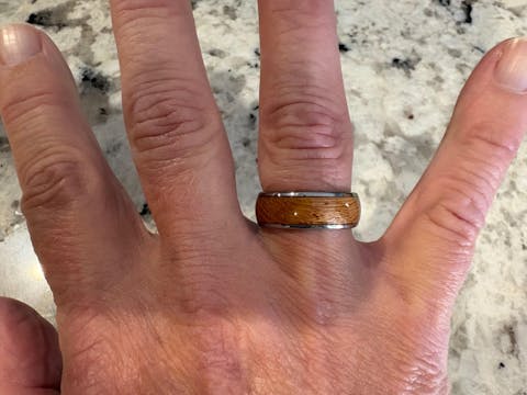 Silver Whiskey Barrel Ring - Mens Tungsten Ring Whiskey Wood Wedding Band Bourbon Barrel Ring