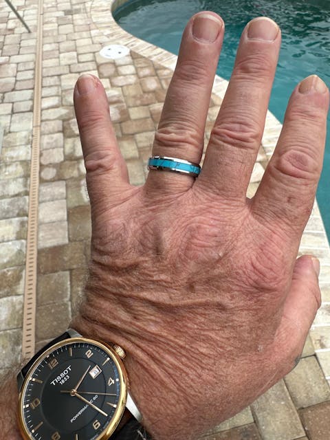 Silver Turquoise Ring Mens Wedding Band Tungsten Ring 8mm/6mm Unique Turquoise Engagement Rings for Couples