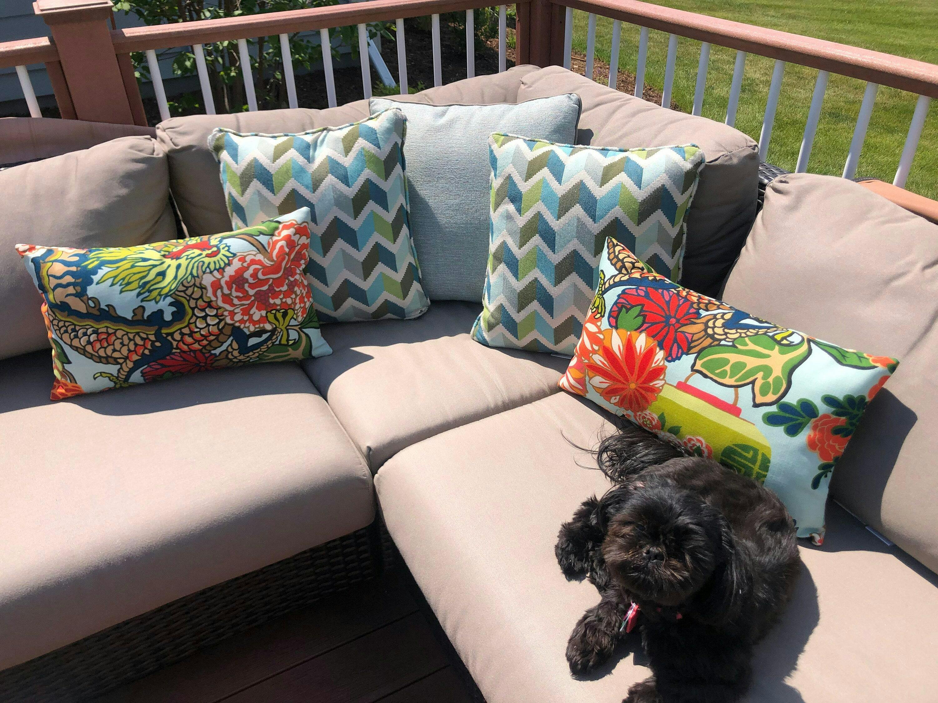 Schumacher Outdoor Chiang Mai Dragon Pillow - Aquamarine