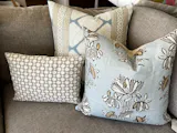 Thibaut Austin Striped Pillow in Spa Blue.