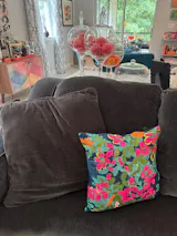 Thibaut Central Park Pillow - Navy, Fuchsia