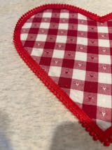 Dobby Hearts Gingham Cotton in Cherry