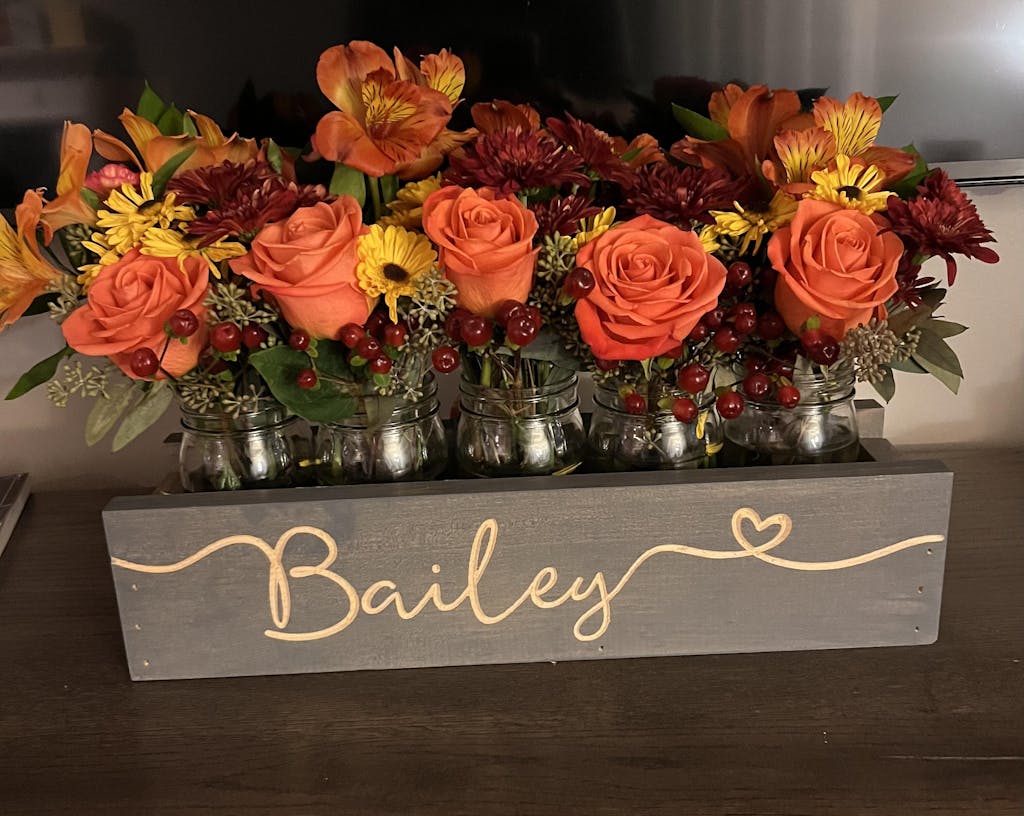 Personalized Mason Jar Holder Centerpiece Classic Pinecone Home