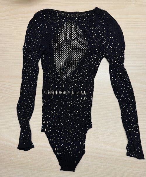 Body in rete con glitter e apertura sulla schiena