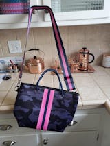 a Neoprene Bag - Purple Grey Camo w/ Pink Stripe F – Christine's Day Spa  Boutique