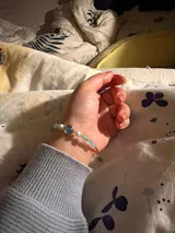 海藍寶天然淡水珍珠14k包金手鍊