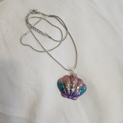 Seashell Mermaid Resin Necklace in Pastel Colors