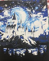 Kit para pintar por números - Castillo de Hogwarts en la Noche Estrellada - Harry Potter