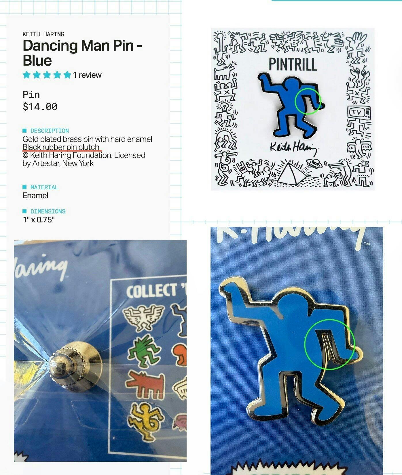 Dancing Man Pin - Blue