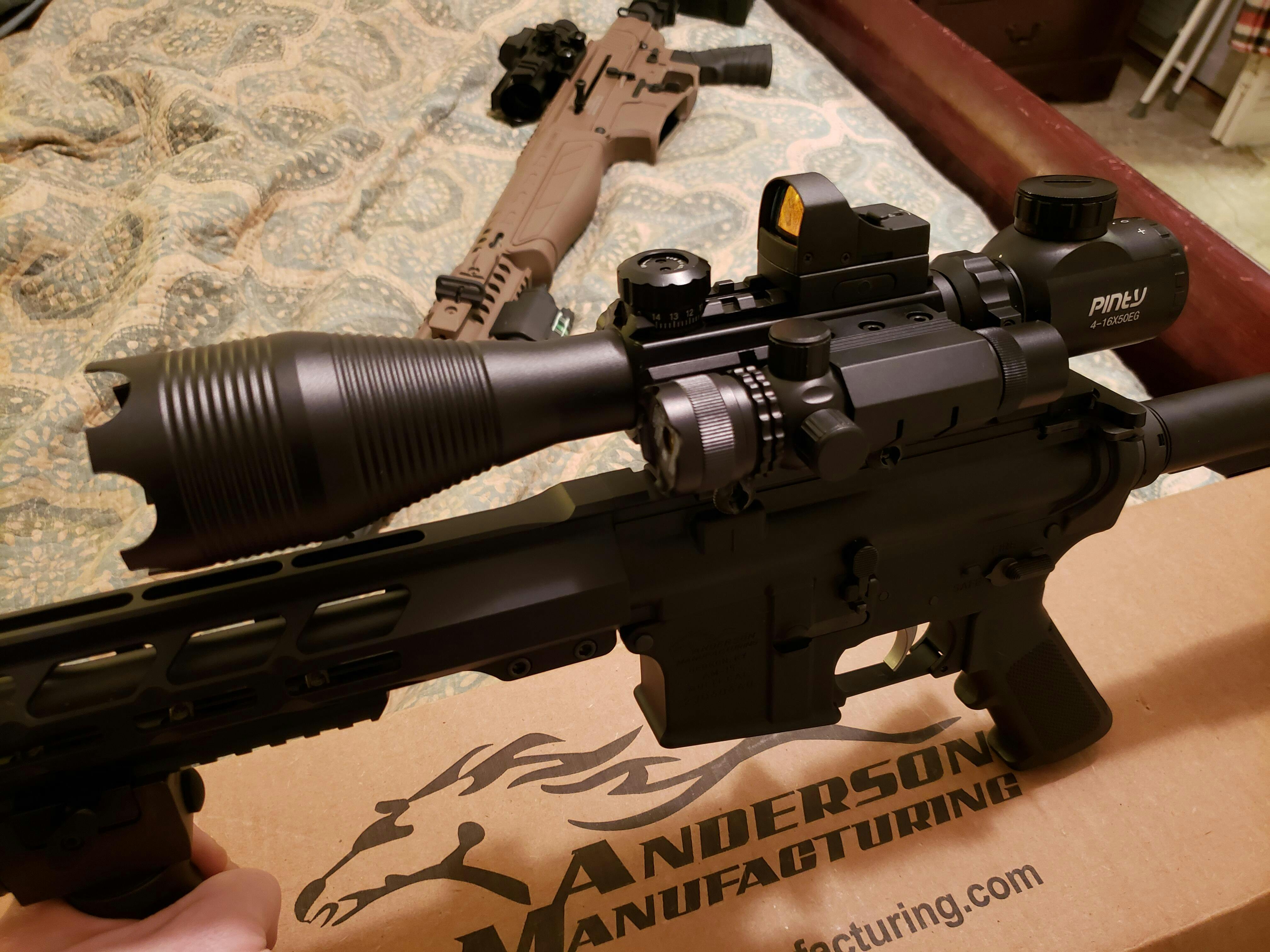4-in-1 Rifle Scope Combo, 4-16*50mm Rangefinder Scope, Green Laser, Re